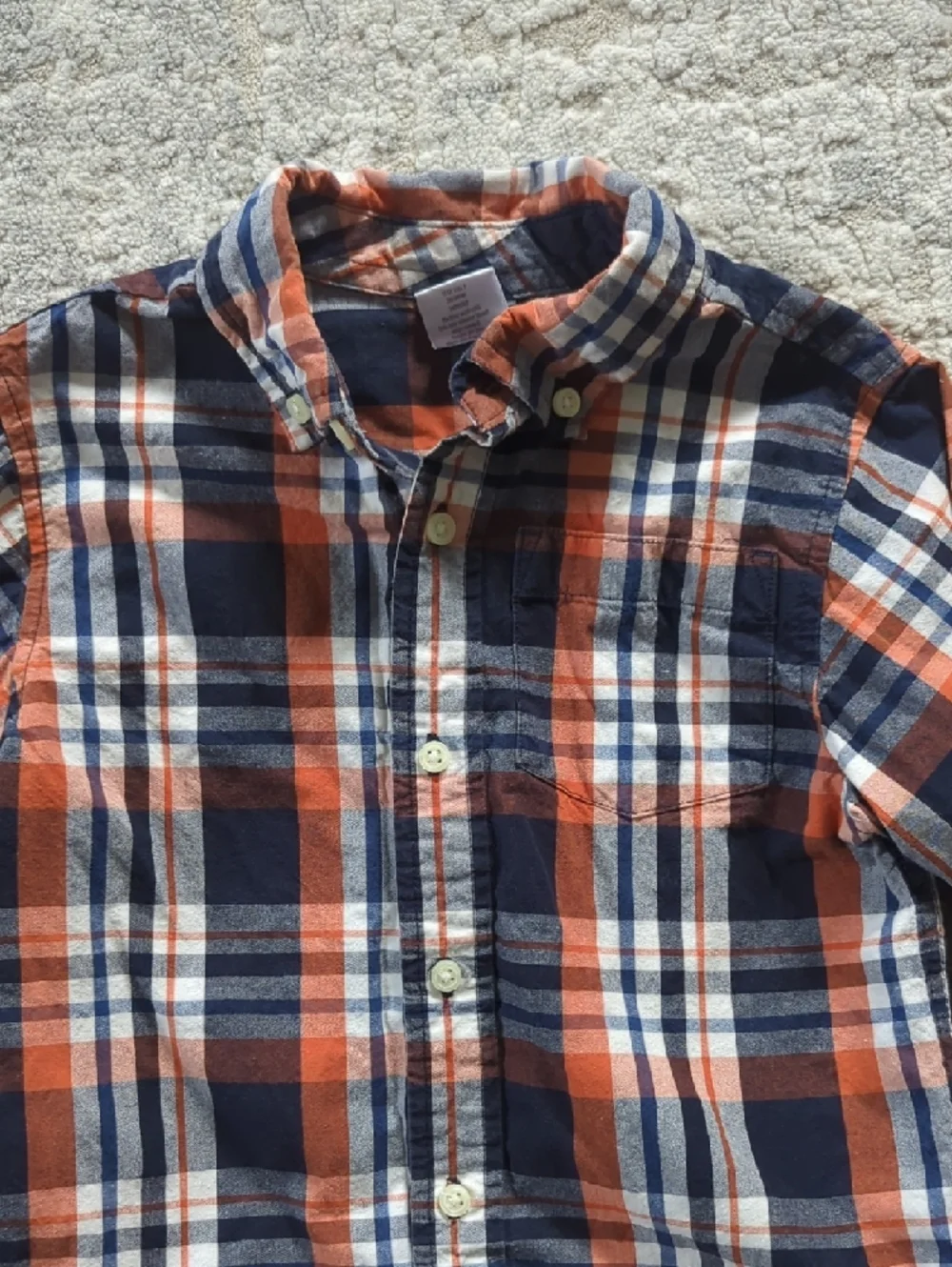 Gymboree Orange & Navy Plaid Button-Up Shirt Size 4T